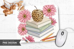 Leopard Print Apple Sunflowers and Pencils Mouse Pad PNG Product Image 1