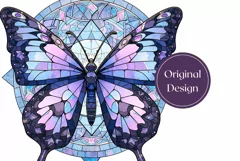 Stained Glass Butterfly Tumbler Sublimation, Butterfly PNG Product Image 2