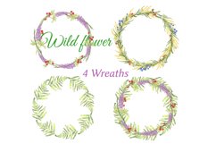Watercolor Wild flower wreath Clipar Product Image 2