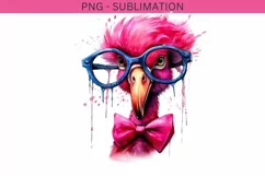 Flamingo Glasses Sublimation Design-Pink Flamingo Watercolor Product Image 1