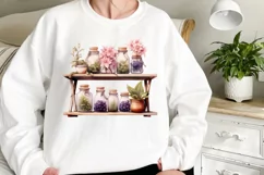 Flower Mason Jar Clipart, Watercolor Mason Jar Sublimation Product Image 2