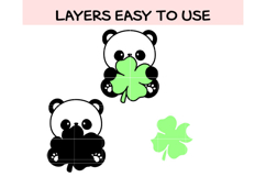 Cute Lucky Panda with Clover SVG Bundle | Kawaii Four Leaf C Product Image 2
