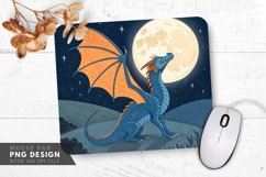 Blue Dragon Under Moonlight Mouse Pad PNG Design Product Image 1