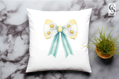 Daisy Floral Bow Watercolor Clipart Sublimation PNG Product Image 3