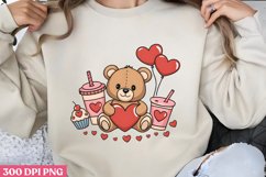 Bear with Valentine&#039;s Cup PNG, Cozy Valentine Sublimation PN Product Image 1