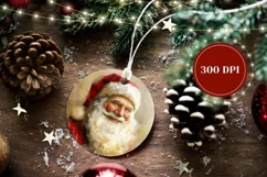 Santa Claus Round Ornament, Winter Round Ornament PNG Product Image 2