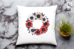 Patriotic Flower Wreath Clipart PNG Product Image 2