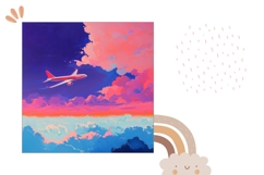 Plane Pillow Design, Neon Clouds Pillow Sublimation Product Image 2