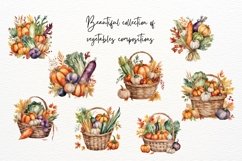 Fall Vegetables in Basket, Watercolor Vegetables, Autumn Product Image 2