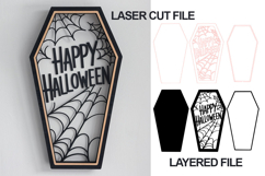 Happy Halloween Coffin Layered SVG Laser Cut File Product Image 1