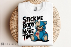 Creepy Blue Teddy Bear Cartoon Vector Illustration PNG Product Image 3