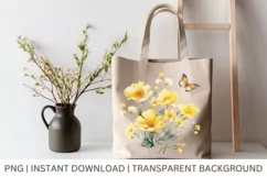 Yellow flower clipart, Watercolor butterfly Garden clipart Product Image 2