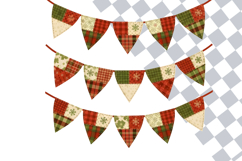 50 Christmas Patchwork Bunting | Festive Fabric Clipart Set Product Image 2