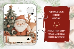 Watercolor Santa Claus Money Card, Christmas Deer Gift Cards Product Image 2