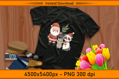 Santa with Raccoon and Cat Christmas Sublimation PNG Product Image 2