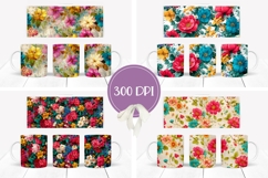 Cartoon Flowers Mug Wrap Designs, Peony Mug Sublimation Product Image 2