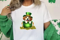 St Patricks Day Dog with Gold Coin Clipart, St Patricks Day Product Image 2