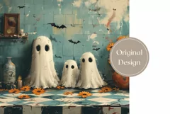 Halloween Tumbler Wrap, Kawaii Ghost Tumbler Sublimation Product Image 2