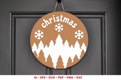 Christmas Round Sign Laser Cut SVG | Christmas Door Hanger Product Image 1