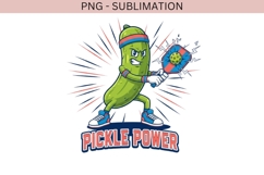 Pickle Power PNG | Funny Pickleball Design | Cartoon Pickle Product Image 2