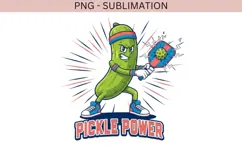 Pickle Power PNG | Funny Pickleball Design | Cartoon Pickle Product Image 2