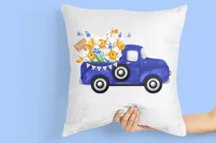 Blue Truck for Sublimation Springs PNG, Flower Clipart Truck Product Image 2