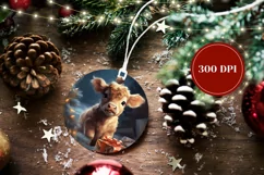 Christmas Ornament PNG, Christmas Highland Cow Product Tag Product Image 2