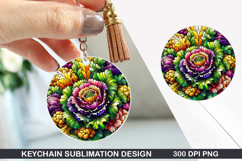 Flower Keychain Sublimation - Autumn Keychain PNG Design Product Image 1