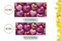 Pink Glitter Heart Mug Wrap, Love Hearts Mug Sublimation Product Image 2