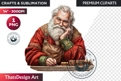 Traditional Christmas Clipart PNG, xmas sublimation, santa Product Image 1