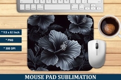 Black Hibiscus Flower Mouse Pad | Mouse Pad Sublimation Product Image 1