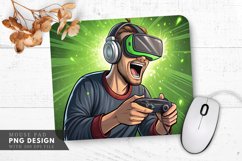 VR Gamer in Action Mouse Pad PNG Design Product Image 1
