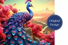 Colorful Peacock Tumbler Wrap, 3D Tumbler Wrap Product Image 2
