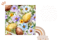 Colorful Easter Eggs Pillow Design, Floral Pillow PNG Product Image 2
