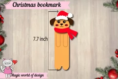 Christmas bookmark dog wearing a santa hat Template svg Product Image 3