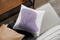 Minimal Purple Leaf Line Art Embroidery Design Product Image 2