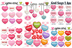 Crochet Valentine Candy Heart PNG, Faux Yarn You Are Enough Product Image 3