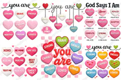 Crochet Valentine Candy Heart PNG, Faux Yarn You Are Enough Product Image 3