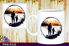 Dad Fishing Watercolor Shirt, Fathers Day Sublimation PNG Product Image 2