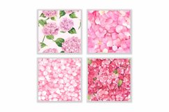 Watercolor Pink Hydrangea Flower Digital Papers Product Image 2