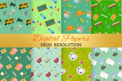 Green 100 Days of School Digital Paper Patterns Design Product Image 2