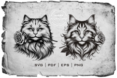 Romantic Rose Cat Line Art Product Image 2
