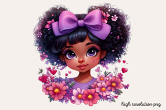 Cute Black Girl with Flower Clipart Bundle PNG Product Image 9