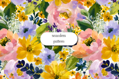 Vibrant Hand-Painted Floral Seamless Pattern Design Product Image 1