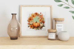 Watercolor Floral Wreath PNG, Fall Sublimation Design Product Image 2