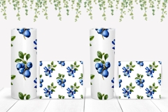 Blueberry Tumbler Wrap Design, Floral Tumbler, Berries PNG Product Image 2