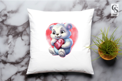 Cute Hedgehog Holding Heart Valentine Character PNG Product Image 2
