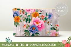 Peony Flower Cosmetic Bag, Vintage Cosmetic Bag Design Product Image 1