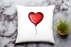 Red Heart Balloon Illustration Clipart Sublimation PNG Product Image 2