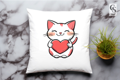Cute Cat Holding Heart Illustration Clipart Sublimation PNG Product Image 3